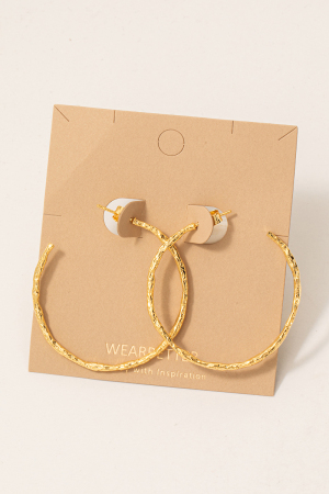 Gold Dipped Textured Large Hoop Earrings