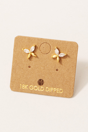 Gold Dipped Cubic Zirconia Butterfly Stud Earrings