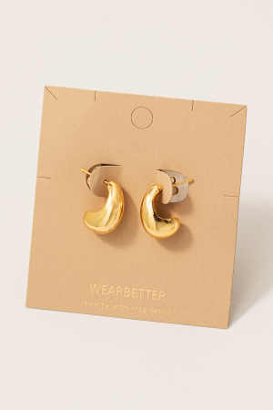 Gold Dipped Mini Cz Studded Tear Hoop Earrings