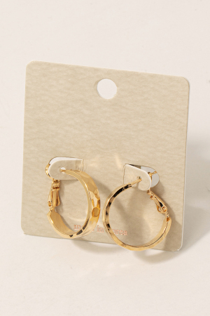 Small Hammered Metallic Latch Hoop Earrings