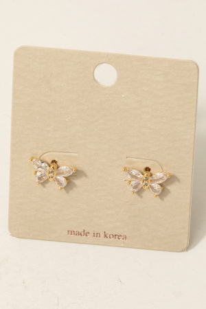 Cubic Zirconia Butterfly Stud Earrings