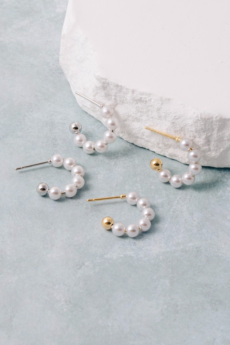 Pearl Beaded Hoop Earrings