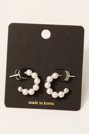 Pearl Beaded Hoop Earrings