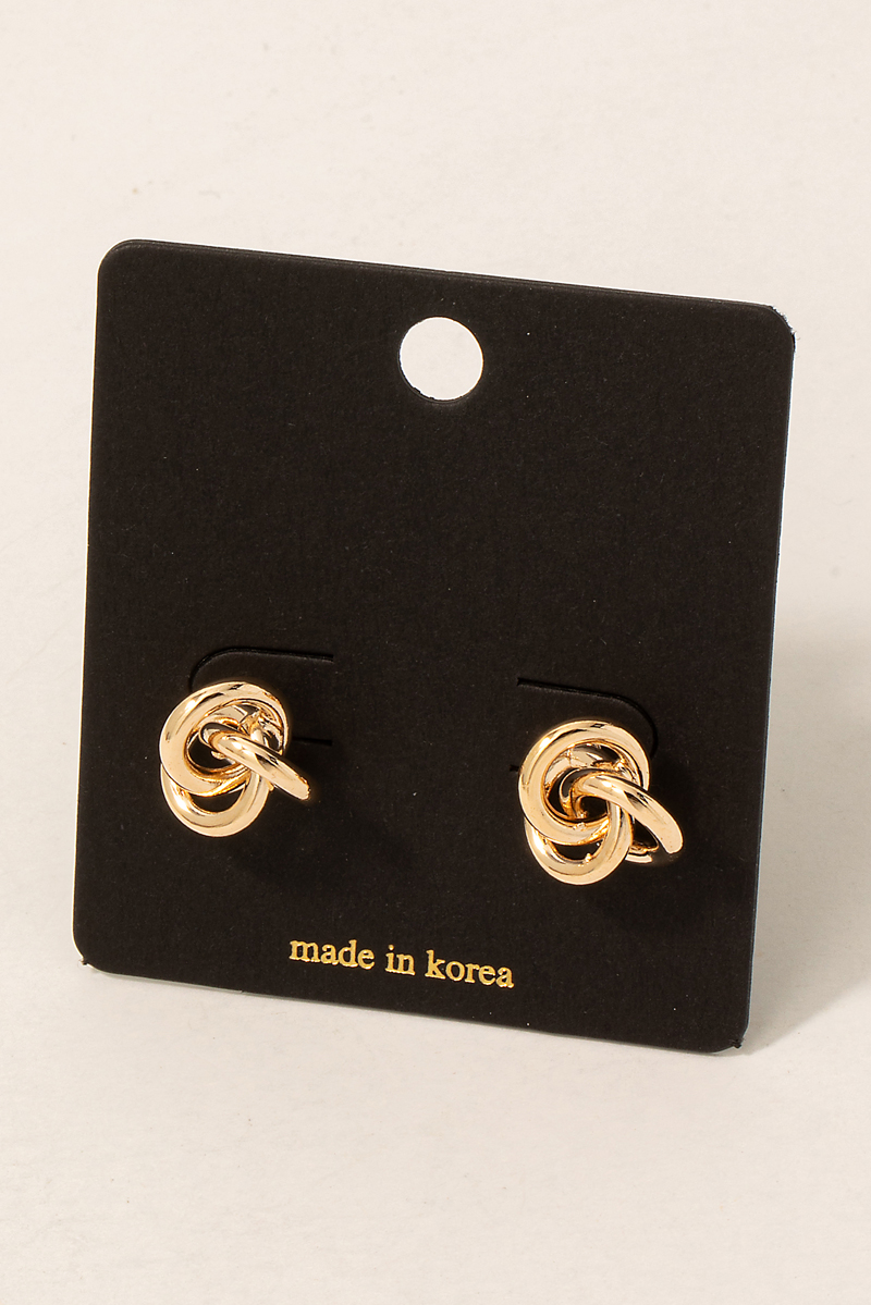 Triple Metallic Knot Stud Earrings