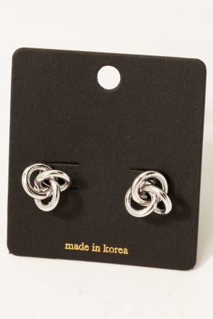 Triple Metallic Knot Stud Earrings