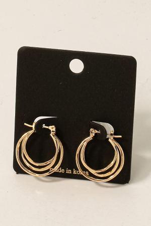 Metallic Triple Wire Latch Hoop Earrings