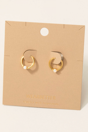 Gold Dipped Mini Opal Stud Hoop Earrings
