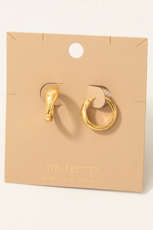 Gold Dipped Star Studded Hinge Hoop Earrings