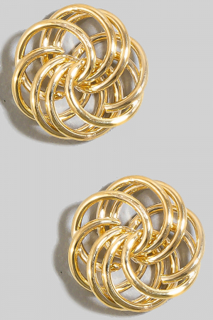 Intricate Hoop Link Hoop Stud Earrings