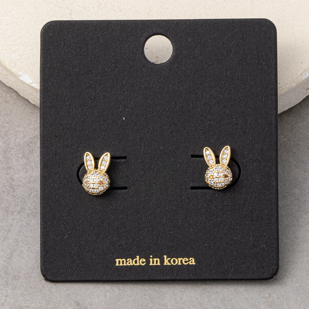 Pave Cz Bunny Rabbit Stud Earrings