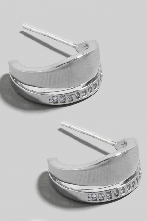 Cz Pave Row Layered Hoop Earrings