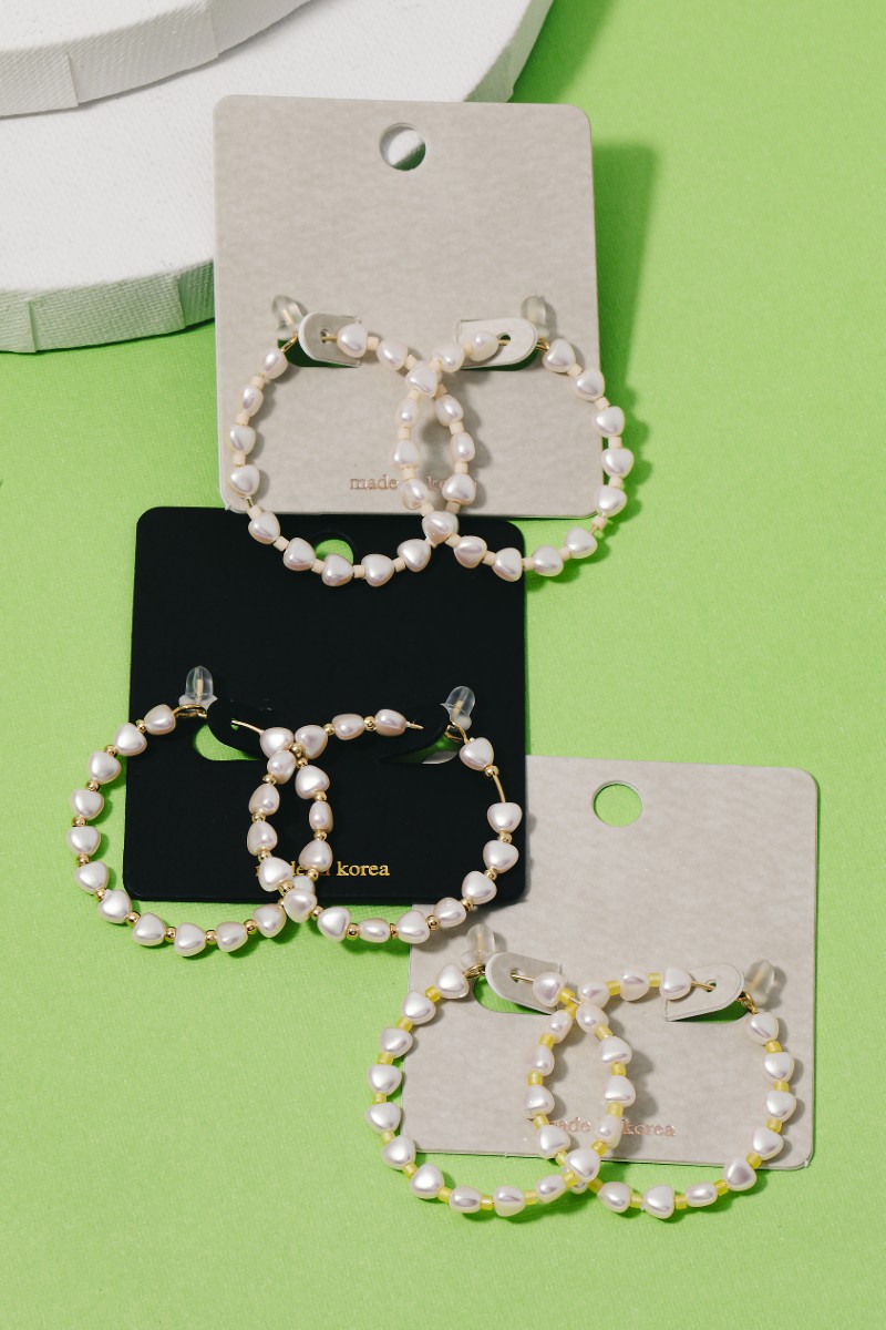 Pearl And Beads Hoop Earrings