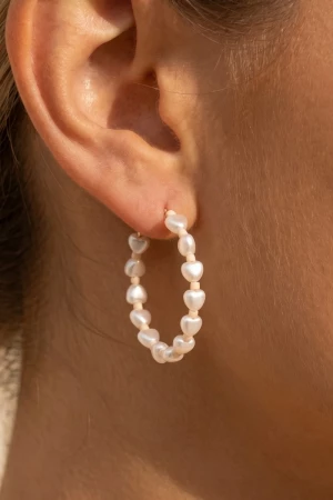Pearl And Beads Hoop Earrings