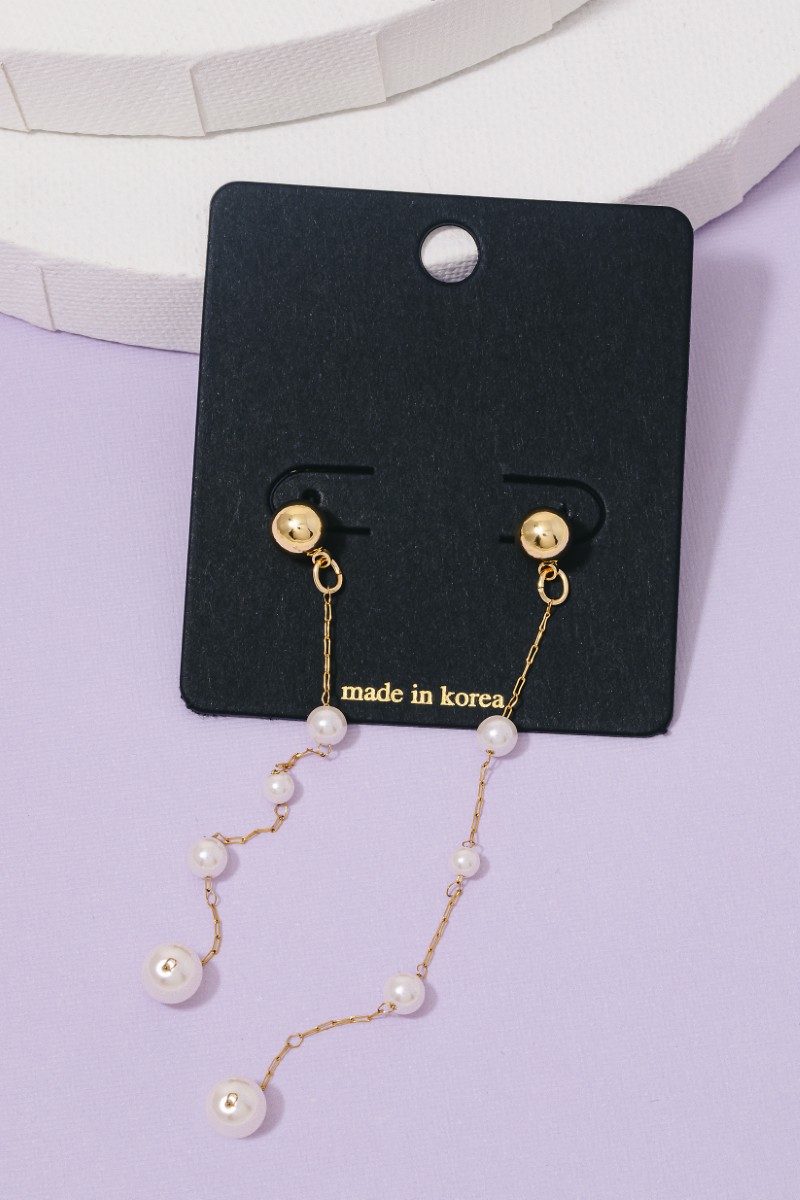 Pearl Beaded Chain Dangle Earrings
