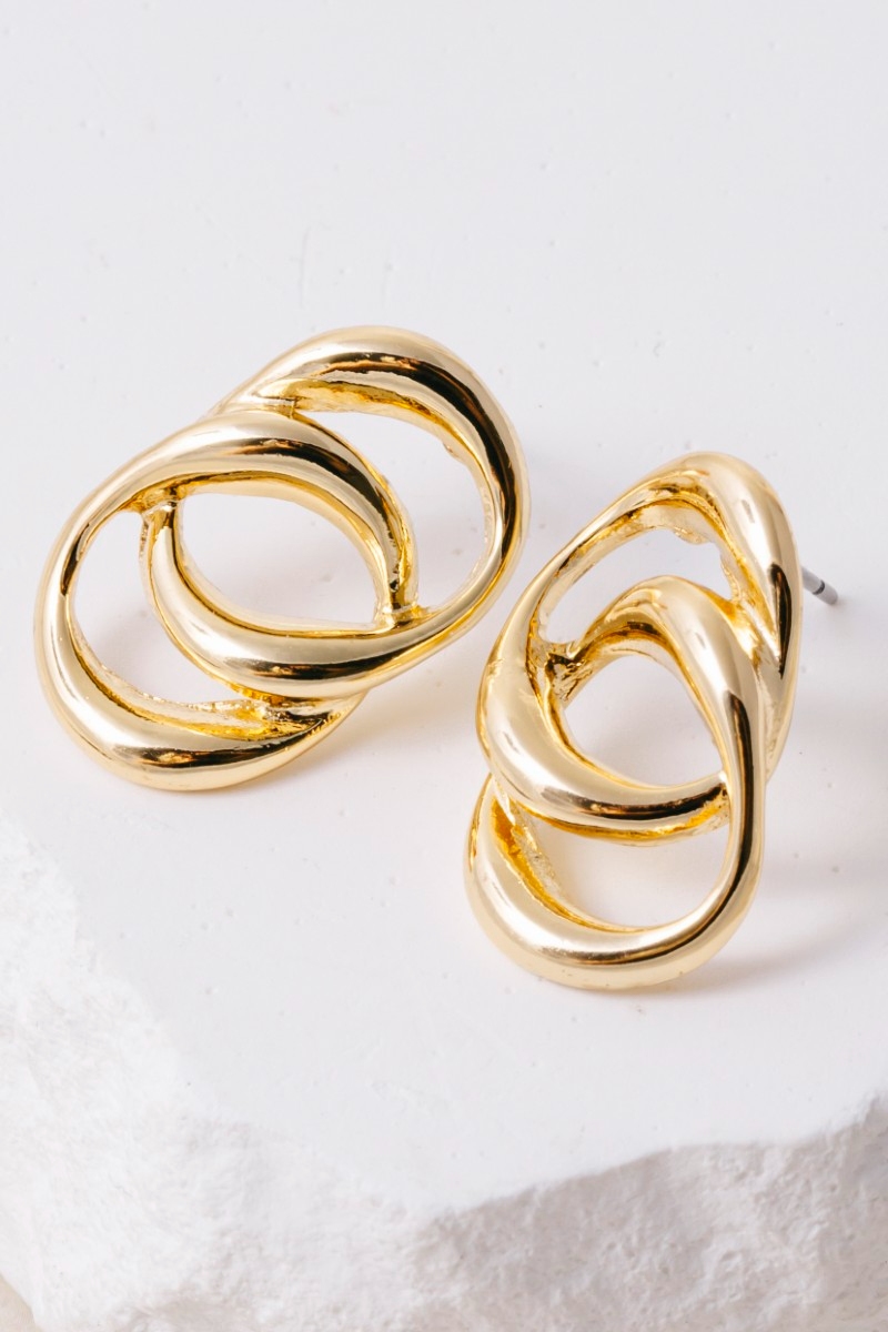 Double Chain Link Stud Dangle Earrings