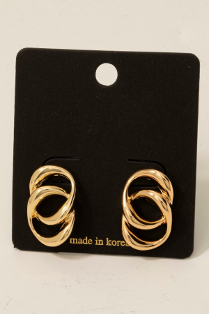 Double Chain Link Stud Dangle Earrings