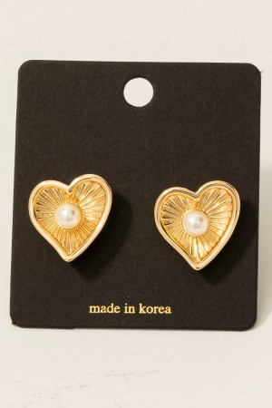 Pearl Stud Heart Stud Earrings