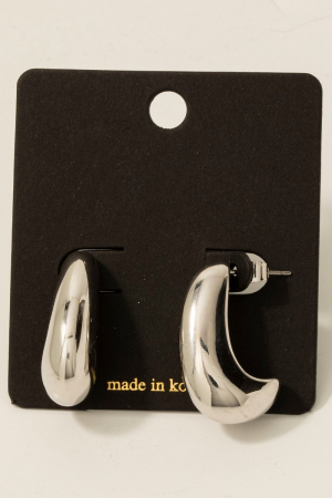 Thick Curved J Shape Drop Earrings