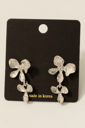 Textured Double Flower Dangle Earrings
