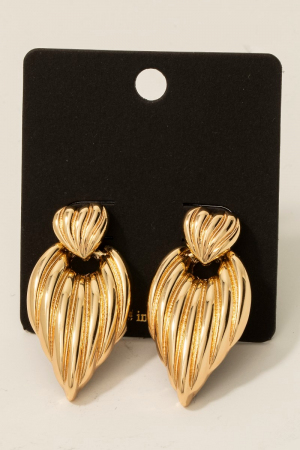 Intricate Heart And Leaf Dangle Earrings