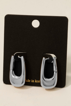 Thick Bottom Oval Hinge Hoop Earrings