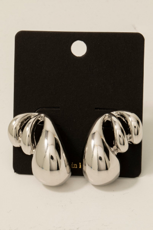 Triple Metallic Tear Layered Stud Earrings