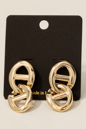 Double Anchor Chain Link Dangle Earrings