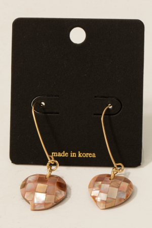 Shell Plated Heart Charm Dangle Earrings