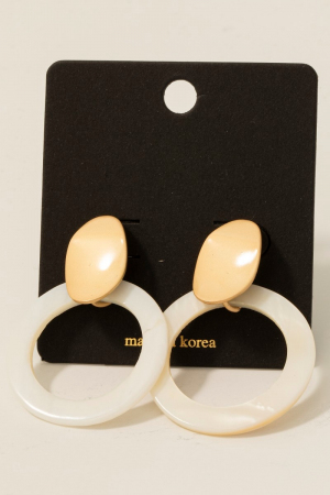 Metallic Petal And Shell Hoop Drop Earrings