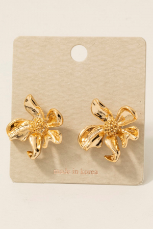 Metallic Flower Stud Earrings
