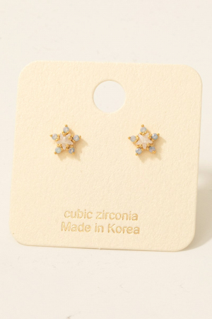 Gold Dipped Cz Cluster Star Stud Earrings