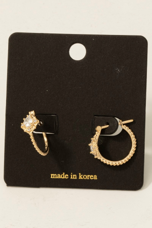 Intricate Cz Cluster Hoop Earrings