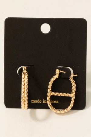 Twisted Oval Latch Hoop Earrings