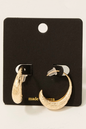 Textured Metallic Oval Threader Hoop Earrings