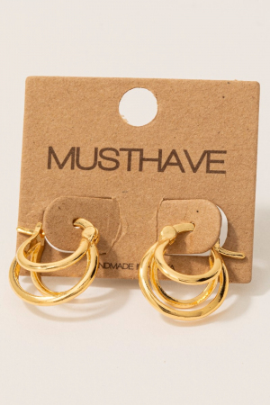 Gold Dipped Double Layered Latch Hoop Earrings