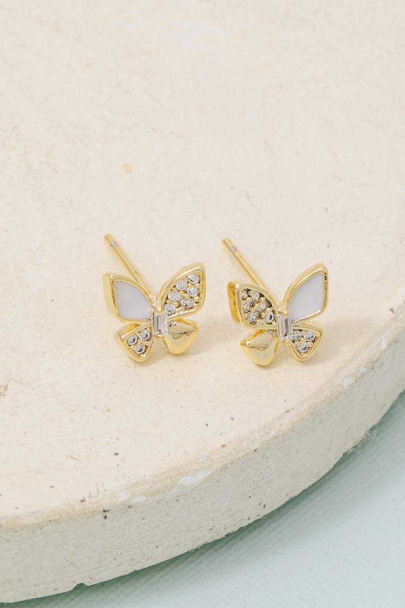 Mini Cz Butterfly Stud Earrings