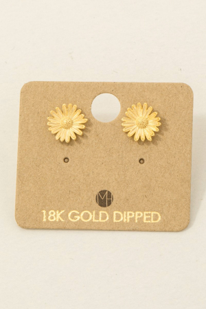 Gold Dipped Flower Stud Earrings