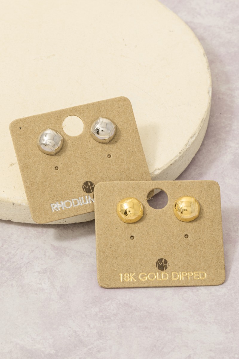 Game Day Gold Dipped Baseball Stud Earrings