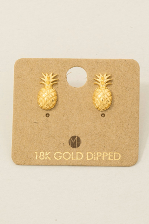Gold Dipped Pineapple Stud Earrings