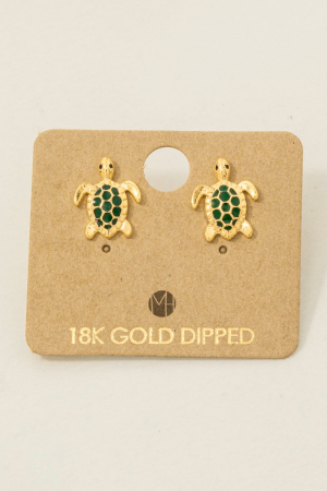 Gold Dipped Epoxy Turtle Stud Earrings