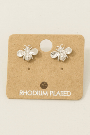 Gold Dipped Cz Bumble Bee Stud Earrings