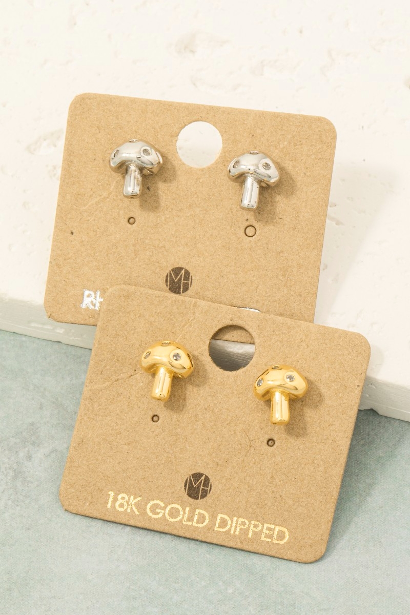 Gold Dipped Mushroom Stud Earrings