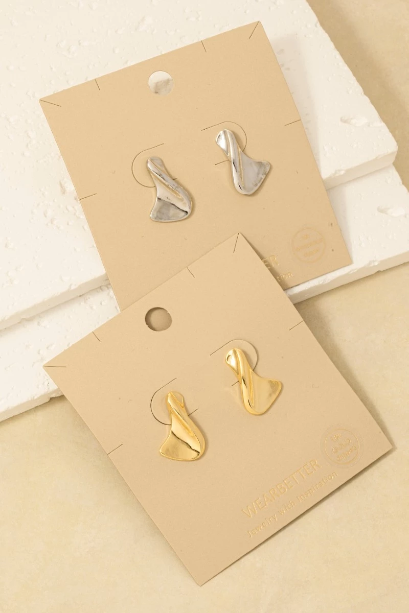 Gold Dipped Twisted Shape Drop Earrings