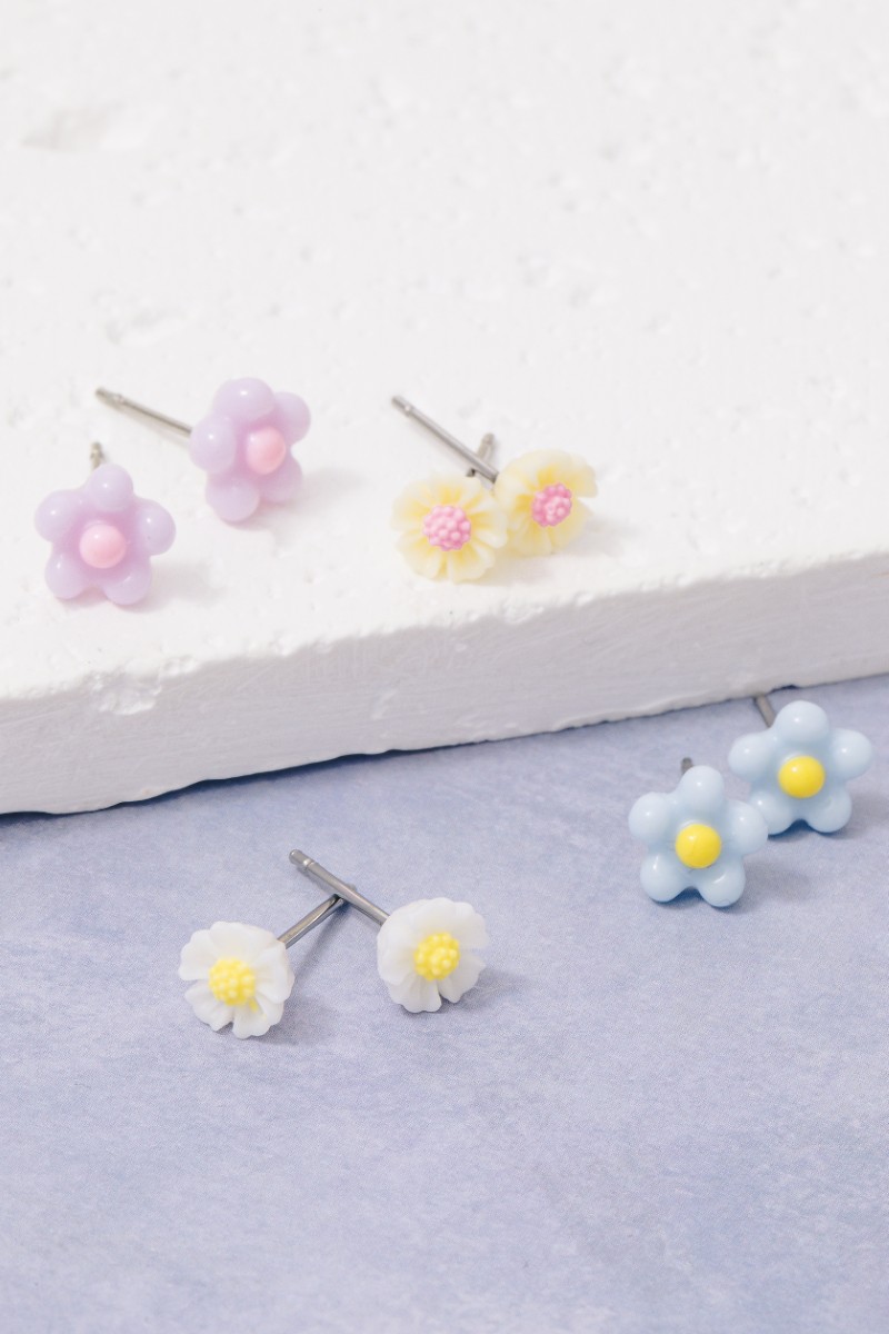 Acrylic Flower Stud Earrings Set