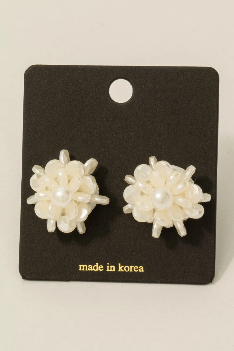 Intricate Pearly Cluster Stud Earrings
