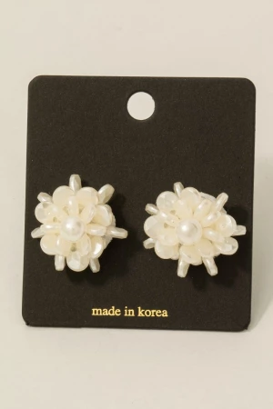 Intricate Pearly Cluster Stud Earrings