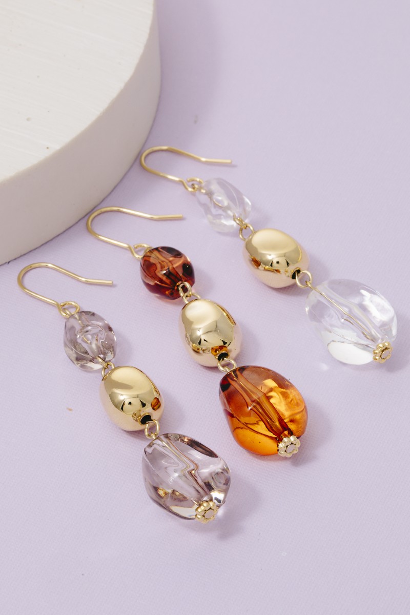 Tiered Clear Acrylic Beads Drop Earrings