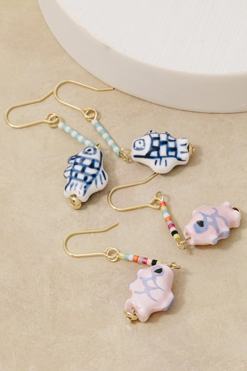 Ceramic Fish Drop Earrings