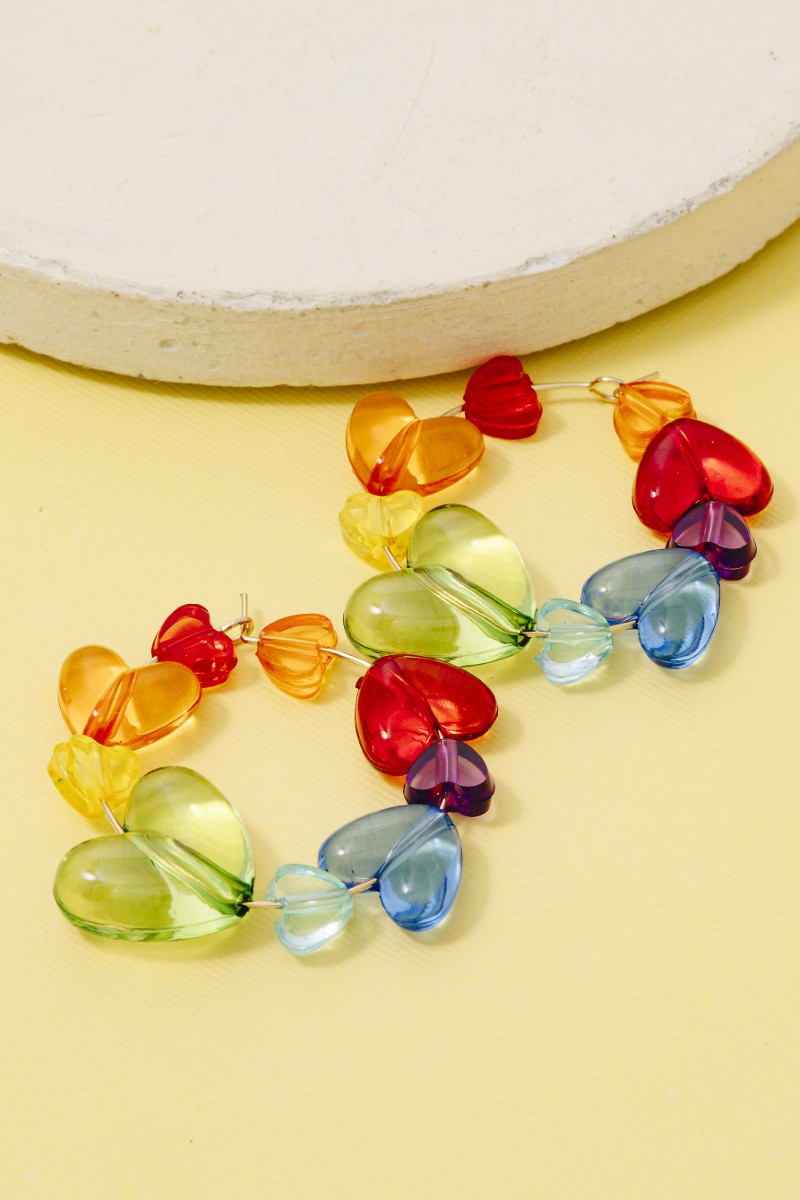Clear Acrylic Hearts Hoop Earrings
