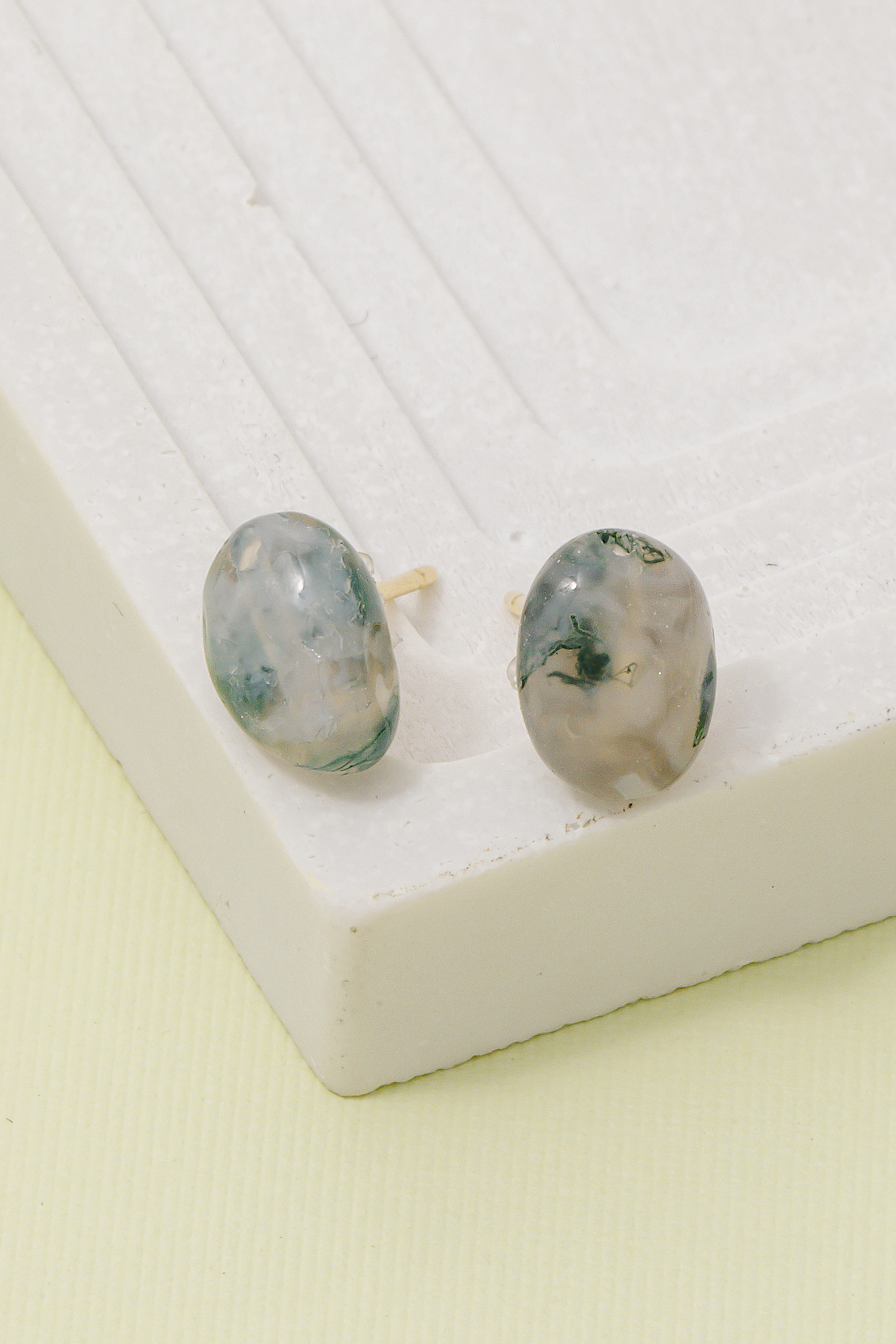 Polished Round Stone Stud Earrings